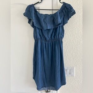 EUC Halston Off Shoulder Denim Dress